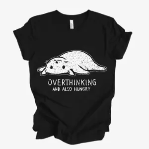 Overthinking and Also Hungry T Shirt Funny Cute Seal Graphic Tee Humor Gift for Women Men Casual Trendy Unisex Aesthetic Black Shirt 2