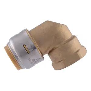 Make plumbing projects faster and easier with the SharkBite Push-to-Connect 3/4 in. FNPT x 3/4 in. D FNPT Brass 90 Degree Elbow
