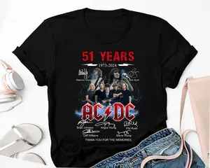 Vintage 51 Years ACDC 1973-2024 Shirt, Band Unisex Signature ACDC Anniversary Shirt For Fan Lovers, Band Tour 2024 290524VACL-80