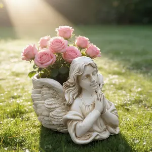 Pastoral Angel Prayer Flower Pot - Made of resin, suitable for garden decoration, home décor, modern art gifts, and creative potted plants