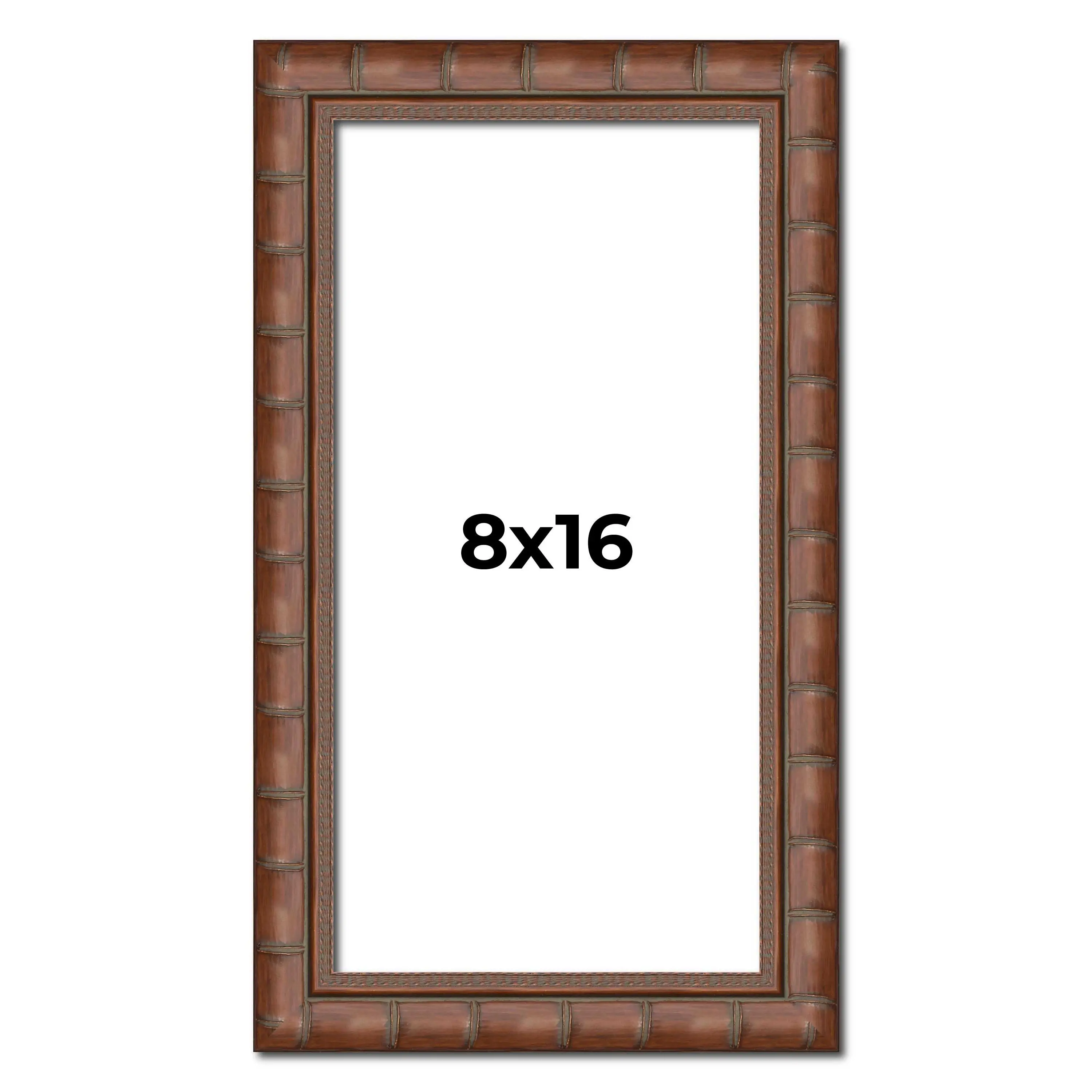 8x16 Brown Modern Bamboo Picture Frame - UV Acrylic, Foam Board Backing, Hanging Hardware