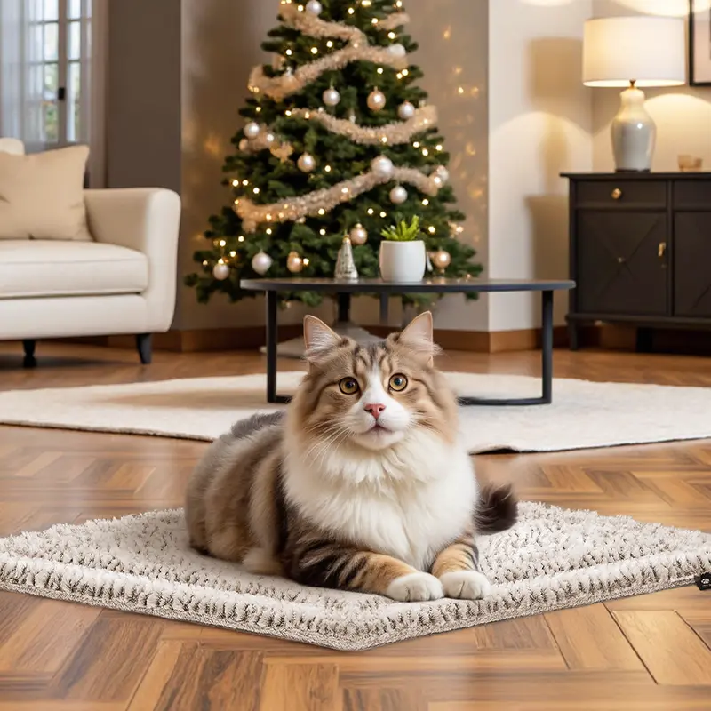 Mora Pets Modern Heated Kitten Bed - No Electricity Needed, 3 Layers of Self-Warming Mylar Film Material, Reversible Plush-PV Fabric, Machine Washable, 22"x17" Pet Mat, No Chemical Smell, No Noise, No Safety Hazard, Single Unit