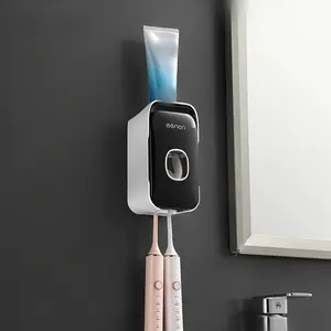 Multifunctional Toothpaste Dispenser Set, Wall-Mounted Home Use Squeezer Kit, No-Drill Bathroom Brush Holder Organizer, Toothbrush Holders