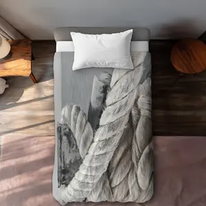 360 stand Machine Washable Duvet Cover - Beige Twisted Boat Rope Coastal Twin Size Bedding for Home Decor, Microfibre Duvet Covers