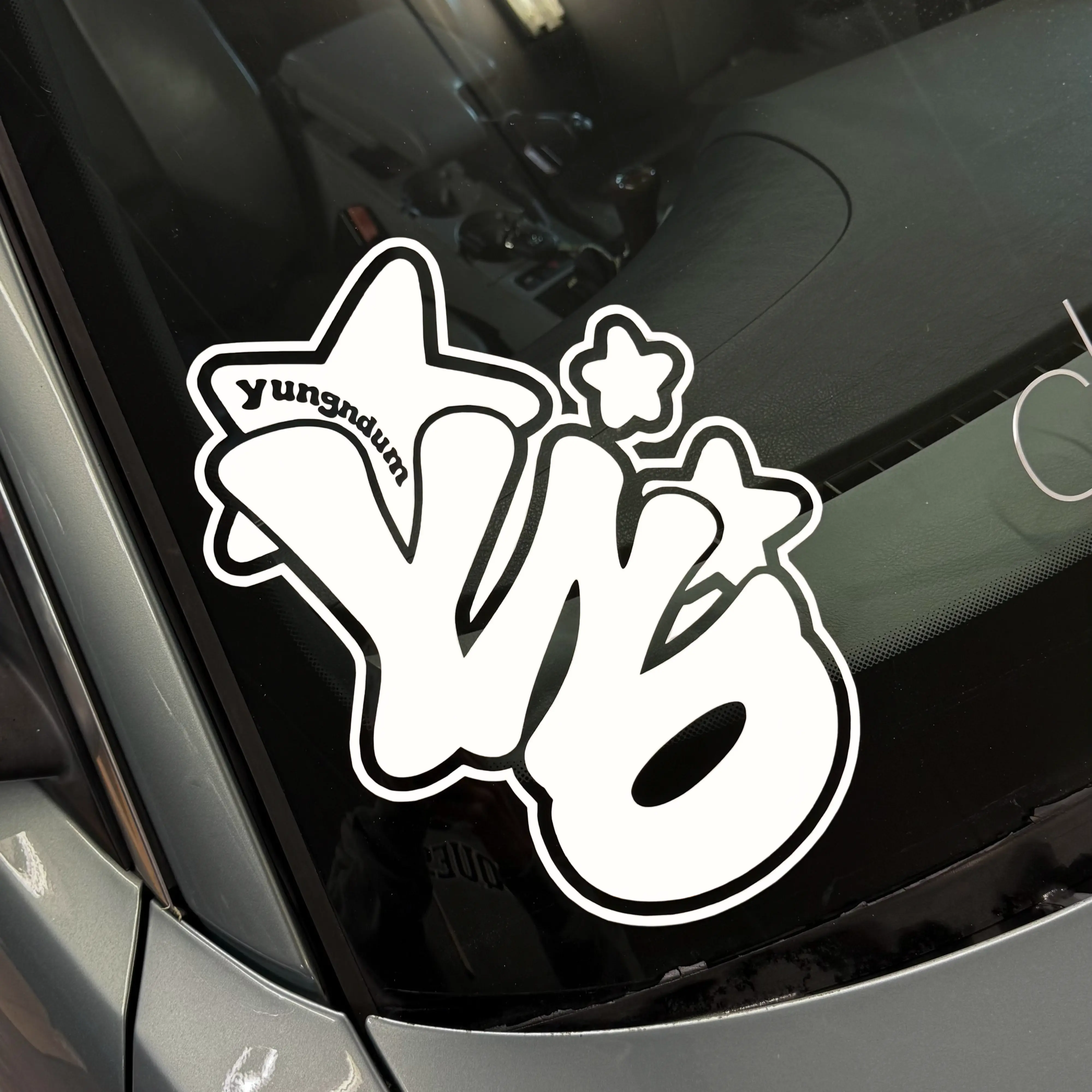 Yung-N-Dum Corner Windshield Banner Vehicle Decoration Universal Car Sticker