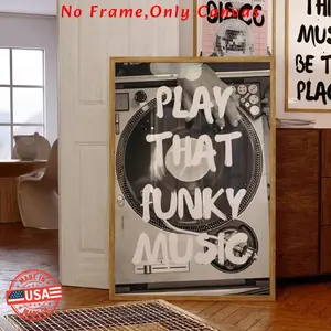 Vintage Style Music Themed Unframed Painting, Retro Music Poster, Wall Art for Home Living Room Bedroom Kitchen Decor, Ornaments, Modern Home Decor cover art poster