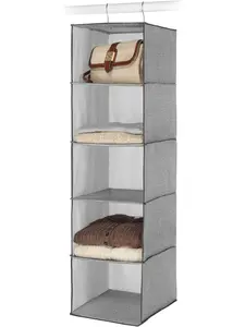 Whitmor Hangable Home Organiser - 5 Open Sweater Shelves, Crosshatch Gray, Racks for Storage