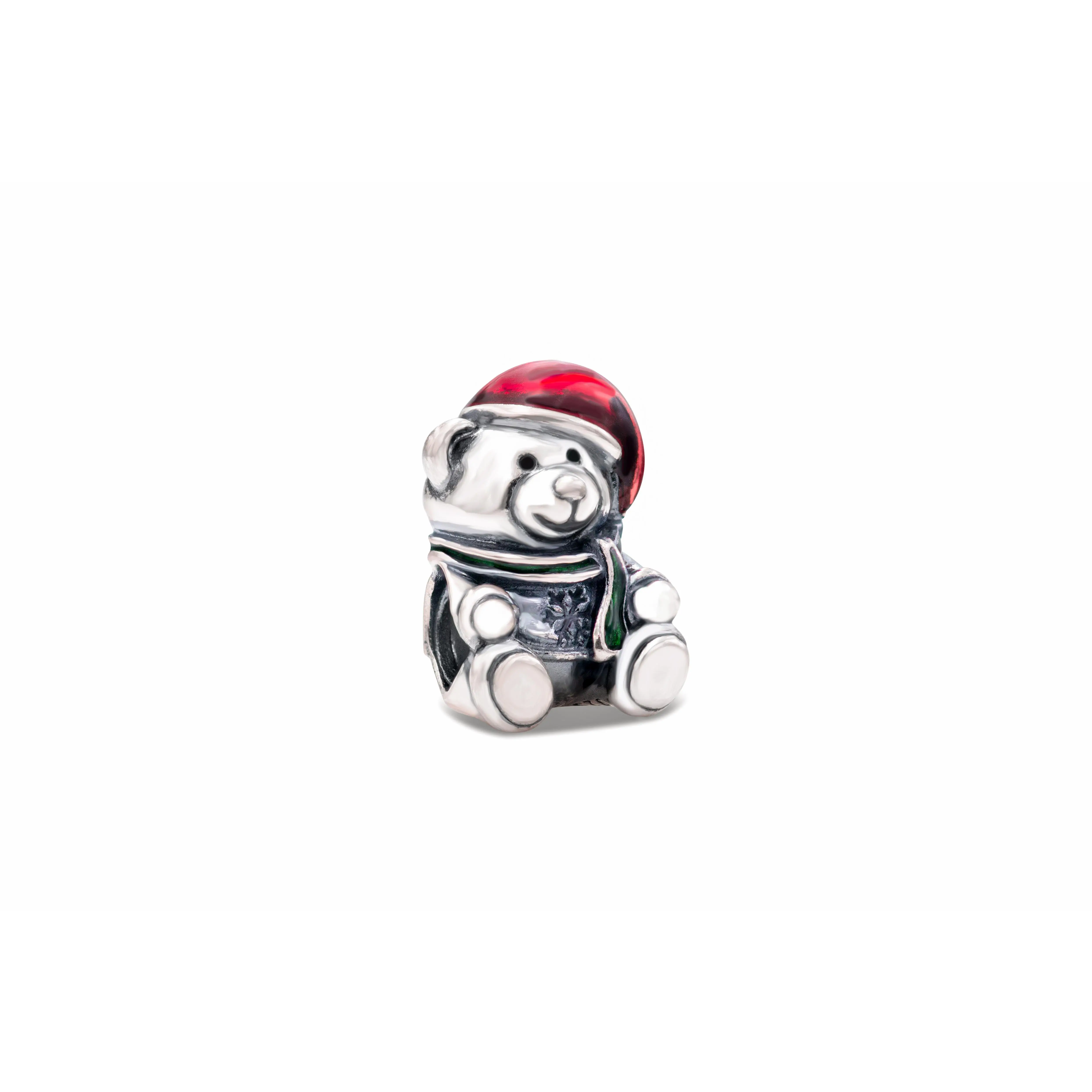 PANDORA Christmas Teddy Charm, Red & Green Enamel, 791391ENMX, Fashion Costume Jewelry Charms & Pendants