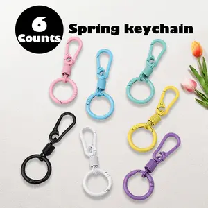 6 Counts Keychain Clips with O Rings, Quick Release Metal Keychain, Small Carabiner Clip for Keys Car keychain Random Color