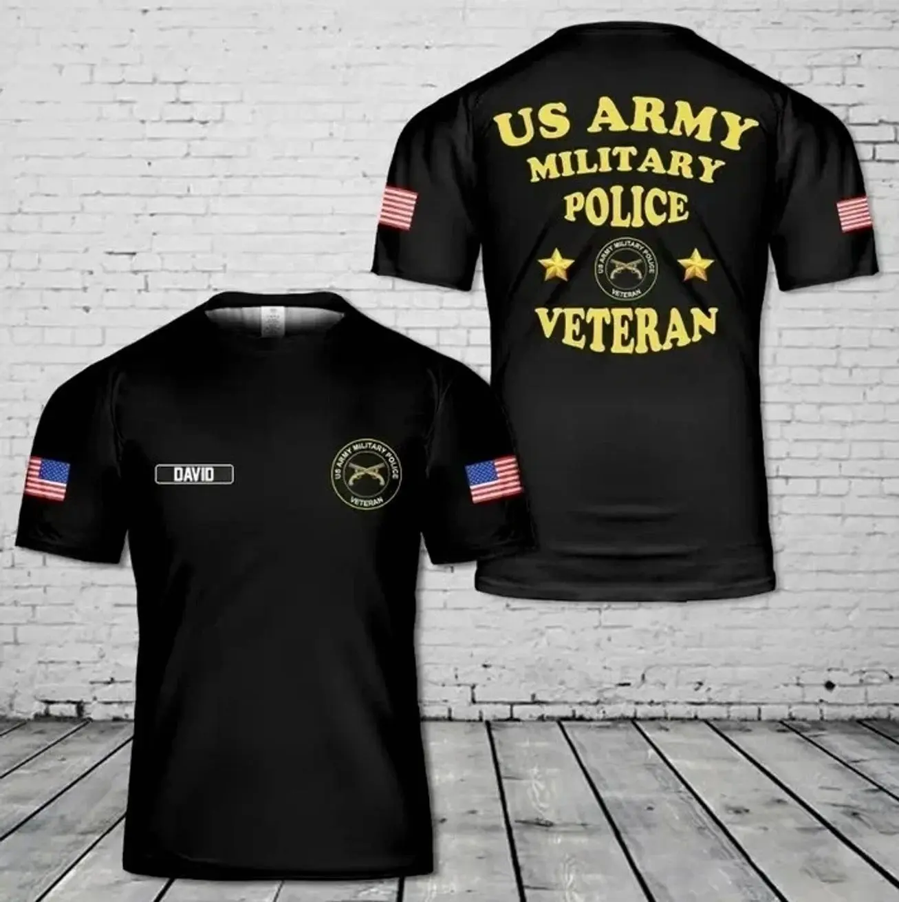 Custom Name US Army Military Police Veteran AOP 3D Full Print T-shirt Size S-5XL Veteran, US Army, Pride, Graphic T shirt J2Q