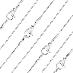 18-inch non-titanium steel chain, suitable for women and men, with lobster clasp, 1.5mm square box snake chain, for necklace DIY, delicate and sturdy jewelry gift