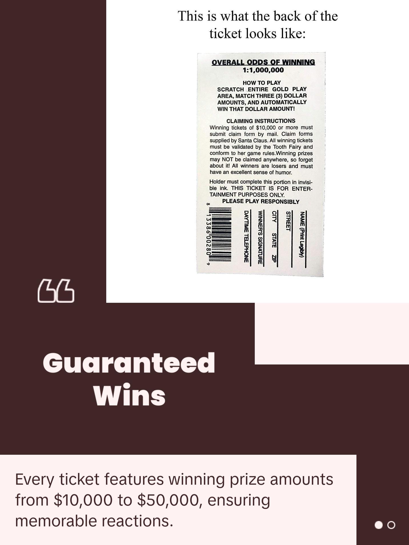 6-Pack Fake Winning Scratch-Off Lottery Tickets – The Ultimate Gag Prank! 💰😂