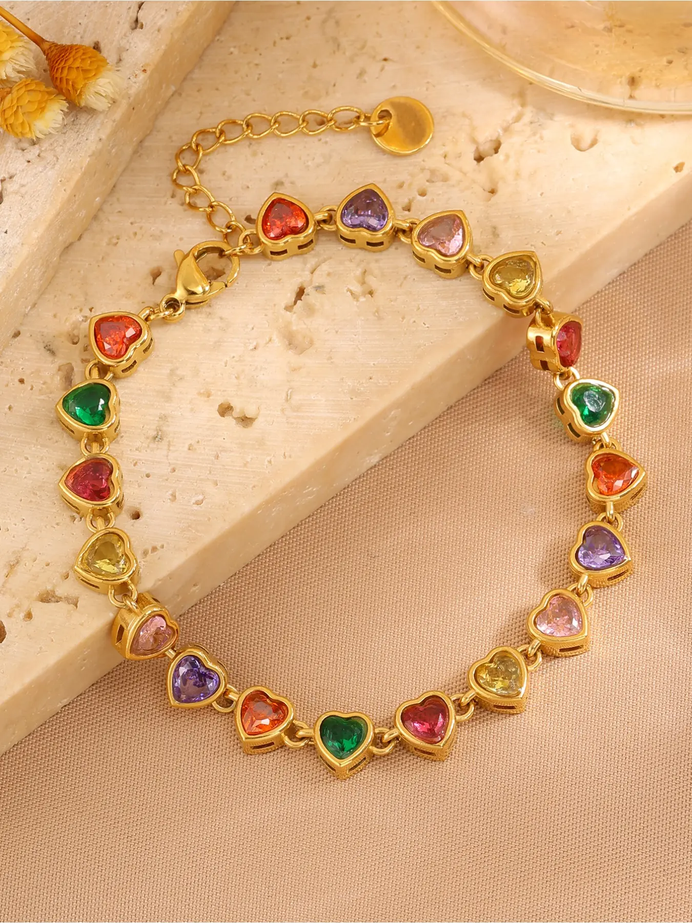 1 fashionable and versatile exquisite all diamond heart bracelet, beautiful bracelets, jewelry with a full diamond heart design, suitable as a perfect gift for family and friends, suitable for all seasons, Heart Tennis Bracelet