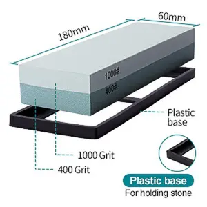 Knife Sharpening Stone 400/1000 Whetstone Sharpening Stone with Non-Slip Base for, Hunting, and or Blades