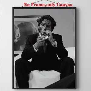 1 PC, wall art, vintage poster, Patrick Bateman poster, American Psycho wall art, black and white cult movie print, dark aesthetic decor, 2000s movie posters, high quality print, bedroom decor, living room decor, unframed, Artwork, Modern Home Decor