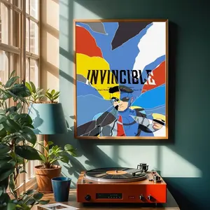 Invincible Minimalist Anime Poster, Mark Grayson Modern Superhero Art Print, Comic Room Decor, Gift For Fans