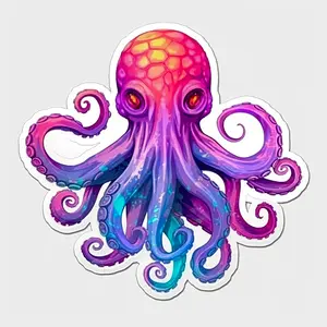 Friendly Octopus with wavy tentacles Vinyl Decal Sticker for Car, Laptop, tumbler, more. # 0011245