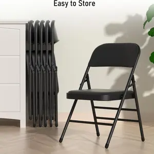 Folding Chairs with Padded Cushion for Outside, Dining Chair Set Portable Indoor Outdoor Stackable Folding Chair with Steel Frame for Home Office Events Wedding Party