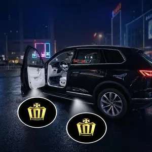 2/4 Pcs Crown Door Projection Light/laser Lamp/new Welcome Light/modified Decoration Floor Lamp (batteries Not Included)