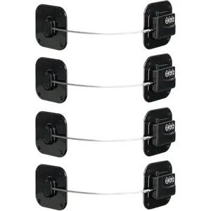 4Pcs Safety Cabinet Locks for Cabinet Pulls Cabinet Handles Knob Kitchen Heavy Duty Fridge Lock Easy Install No Keys Needed (Black)