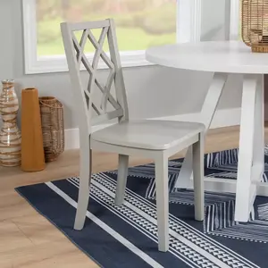 Shelby Solid Wood X Back Side Chair Gray - Powell: Lacquered Finish, Spot Clean, Modern Farmhouse Style