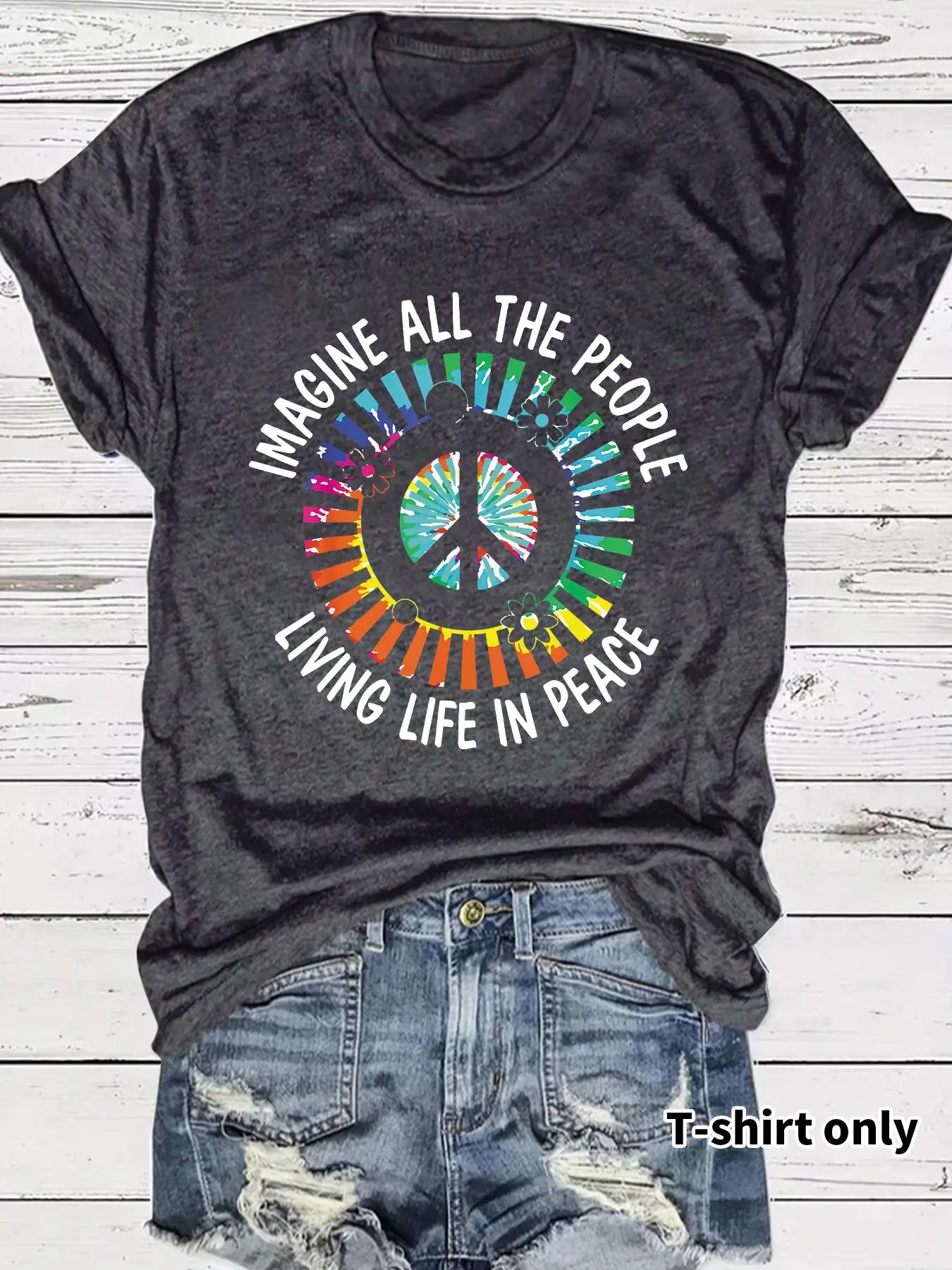 Women's Letter Print Round Neck Fitted Tee, Casual Trendy Tee, Fashion Casual Fit Crew Neck T-Shirt for Daily Holiday Vacation Outdoor Summer Wear, Ladies Clothes for Spring, Going Out Tops, Womenswear, Soft Streetwear, Casual Everyday Tops
