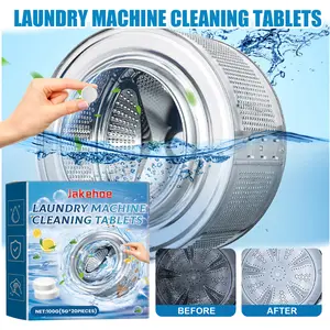 Jakehoe Washing Machine Effervescent Tablets, Bicarbonate Multi-Purpose Cleaners for Drum & Laundry Tub Dirt Removal, Deodorizer Dispersible Freshening Cleaners, Bicarbonate All-Purpose Cleaners, Deodorizer All-Purpose Cleaners