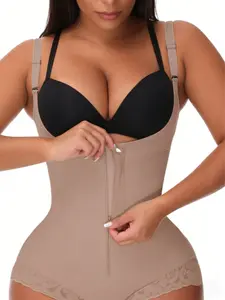 Women's Open Bust Shapewear Bodysuit, Fajas, Compression Fit Shapewear, Butt Lifting And Ruched Tummy Control Colombian Shapewear, Tight-Fitting Body Shaper With Zipper, Firm Waist Jumpsuit, Waist Trainer, Suitable For Various Occasions