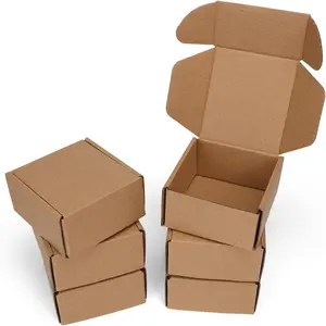 4x4x2 Shipping Boxes Set of 6, Small Cardboard Boxes for Packaging, Brown Mailing Boxes for Small Business