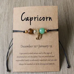 Capricorn Zodiac Hand-Woven Crystal Bead Bracelet Symbolizing Ambition & Discipline for December 22 - January 19 Ideal Gift for Capricorn