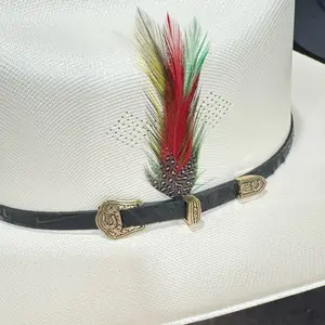 Sombrero 1000x Tombstone Chaparral Style Sinaloa with Colorful Feather and Gold Buckle Detail