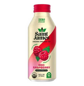 Saint James Organic Brewed Tea - Red Raspberry Black Tea - 16 Fl Oz
