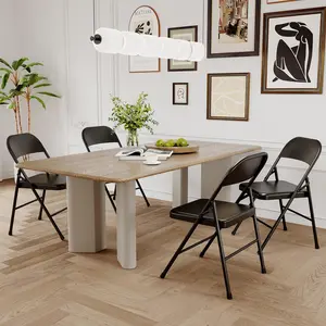 Folding Chairs Set of 8, Portable Folding Chair Hold Up to 350 LB, Black Metal Folding Chair Suitable for Dining Room, Living Room, Office, Indoor and Outdoor Events