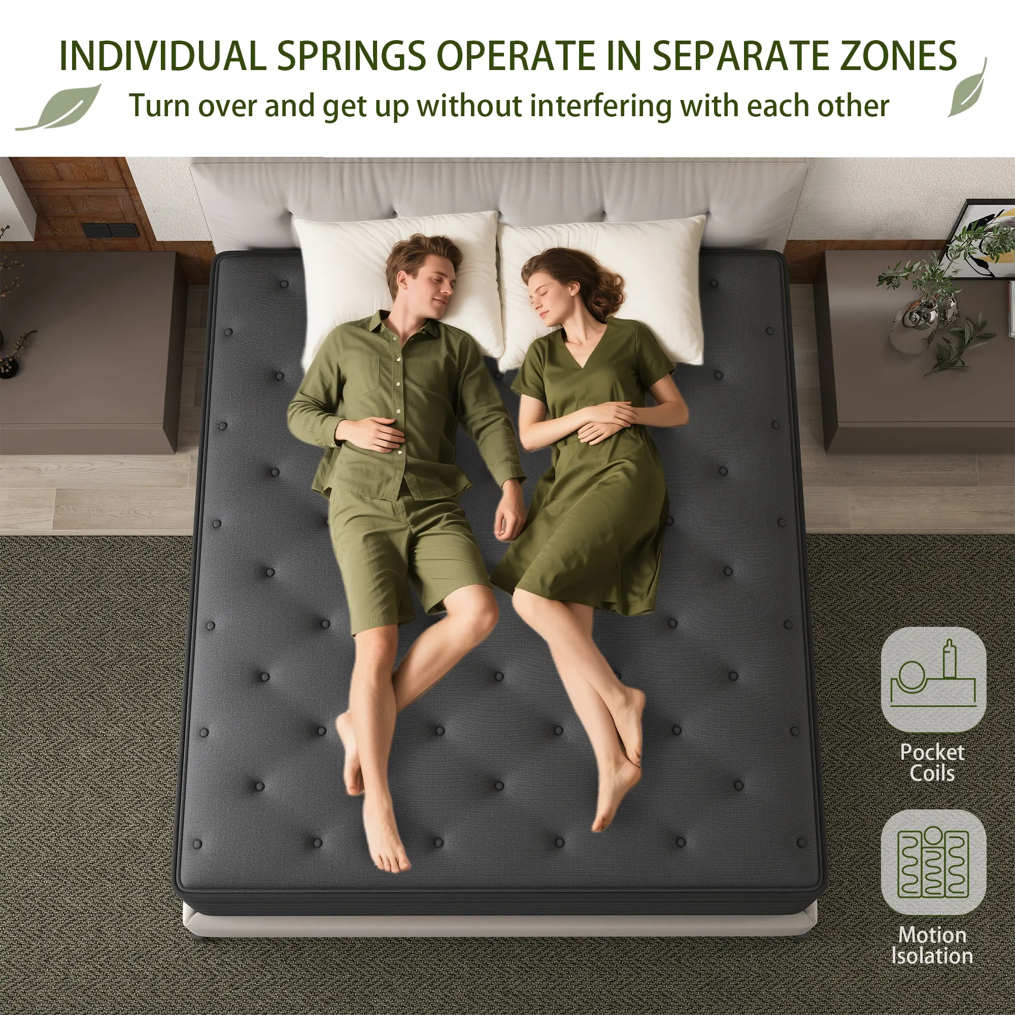 CHEVNI High-Quality Hybrid Memory Foam Mattress - 8/12/14in Black, Pocket Spring, Ergonomic Design, Skin-Friendly, Breathable, Bed in a Box, Multi-Size for Couples & Adults, Cooling Bedding with Neck Support (Twin, Full, Queen, King)