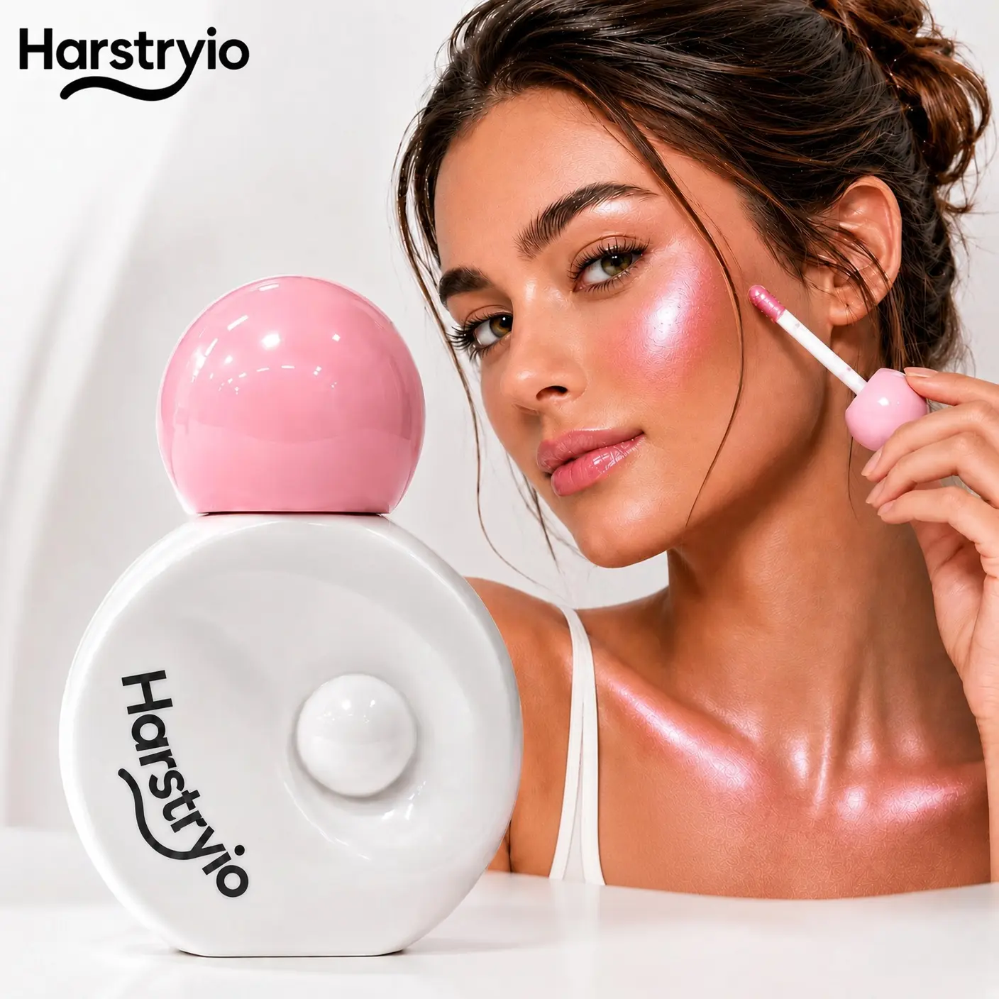 Women's Bulb-Shaped Liquid Highlighter Cosmetic - Halo Glow Drops, Dazzling Natural Dewy Luminous Illuminator, Smooth Blendable Buildable Shimmer, Eyeshadow, Foundation-Mixable, Face & Body Use, All Tones, 12-Month Shelf, Daily & Party Makeup, Blend Smoot