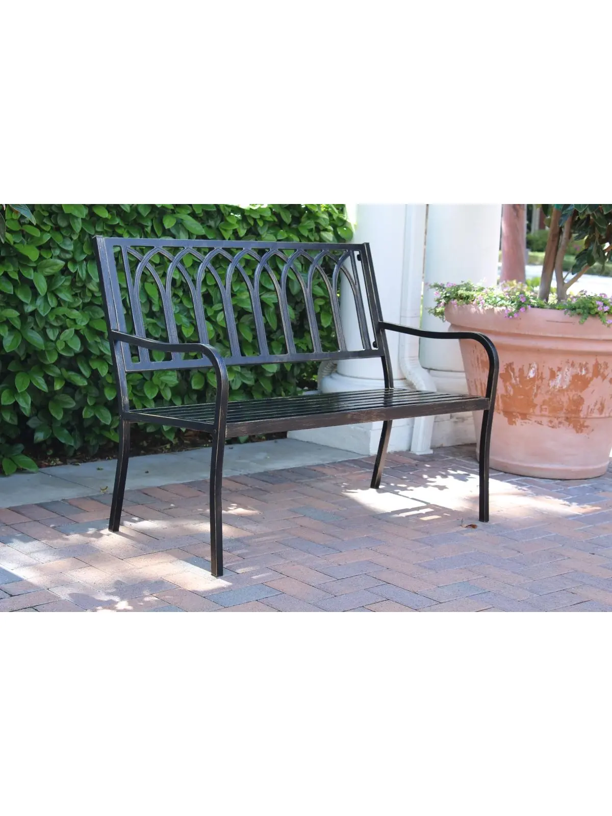 Innova Hearth & Home S548-85 Lakeside Steel Bench - Antique Black