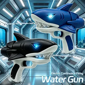 Full Automatic Electric Shark Water Sprayer With LED Lighting, Continuous Eject Water Squirt Gadget, Waterproof Rechargeable Summer Water Game Accessory For Outdoor Gathering, Seaside And Swimming Pool Leisure Play