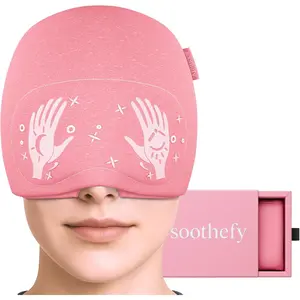 Migraine Relief Cap - Built-in Slide-Up Eye Mask - Natural Headache Relief - 360 °   Compression Hangover Hat with Cooling Gel for Tension and Stress