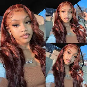 【LIVE CLEARANCE】22'' Nadula Reddish Brown Body Wave 7x5 Lace Glueless Wig Pre-Cut Lace Pre-Bleached Knots Human Hair Wig TikTokShopSpringGlowUp Greenish