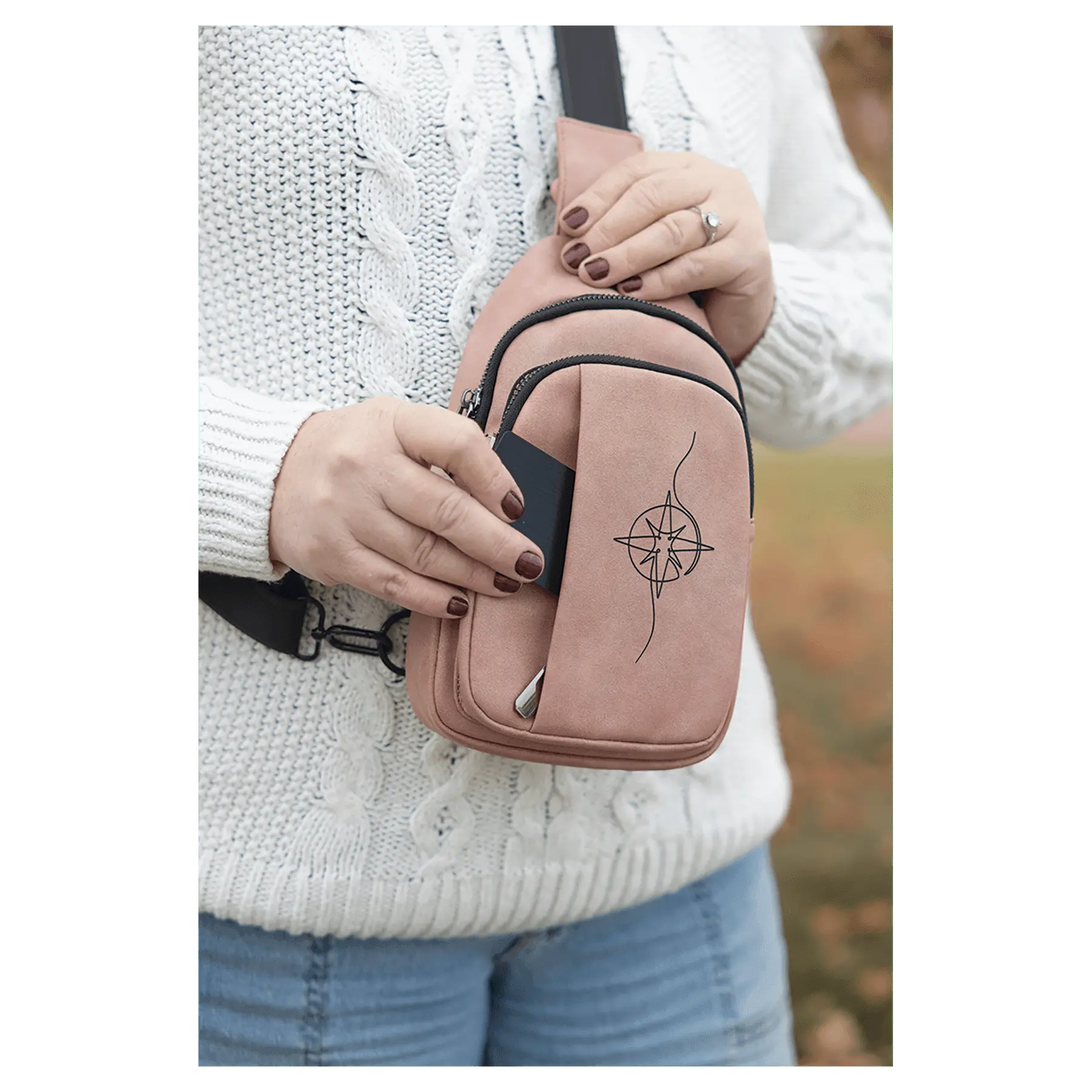 Explorer Leatherette Crossbody Bag – Roomy Everyday Carry, Engraved Back Panel, Birthday & Graduation Gift