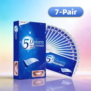 7 Pairs 14 Pieces Whitening Tooth Strips Oral Care Deep Cleaning Fresh Breath Strips Travel Portable Hotel Daily Use White Strips 5D Teeth Whitening Strips