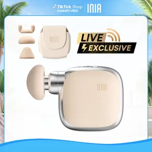 【LIVE EXCLUSIVE】INIA PocketForce Palm-Sized Massage Gun, Portable Deep Tissue Massager with 3 Heads & 4 Speeds, 3000 Percussions/Min, 7mm Stroke Depth & 10 lbs Force, Ultra-Quiet <48dB, USB Rechargeable Gift Set