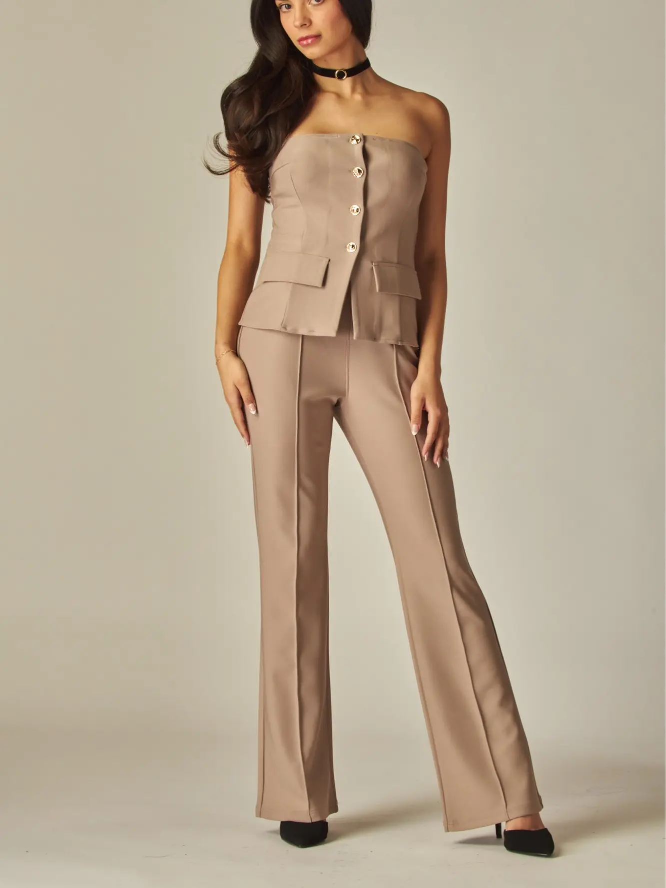 Bootcut Trousers With Vertical Line Design For A Taller Look