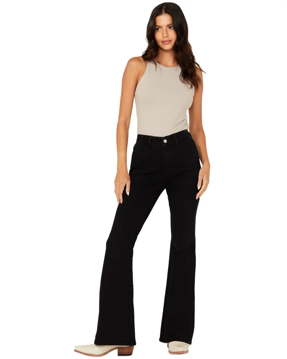 Warp + Weft Women's Mia Dark Wash High Rise Flare Stretch Denim Jeans - 467133