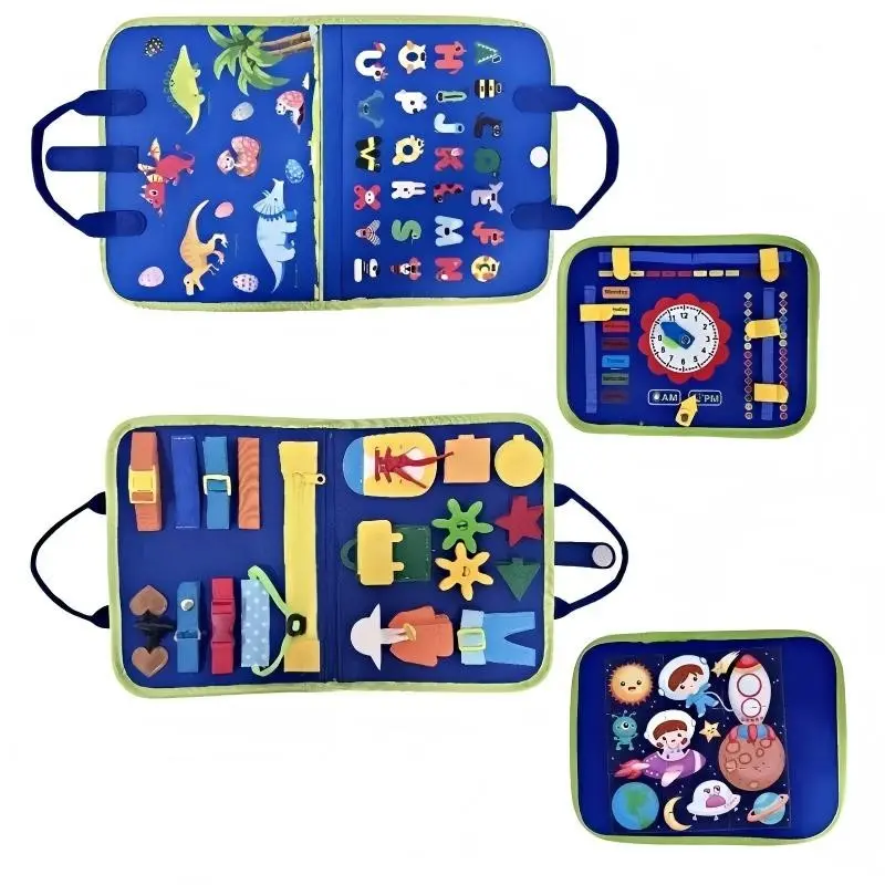 Busy Book for Toddlers, Educational Sensory Board, Develops Fine Motor Skills, Quiet Activities, Travel Toys for Airplane Car, Activity Sensory Board