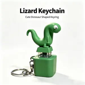 Rechargeable Lizard Button Keychain, Light & Sound Fidget Toy, Portable Animal Keychain for Adult Anxiety Stress Relief