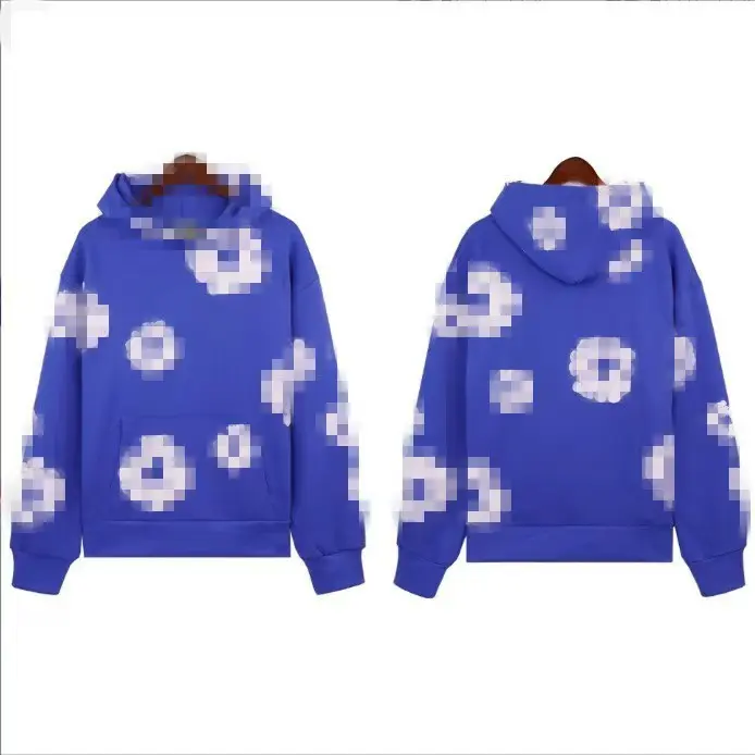 Blue hooded sweatshirt (white floral wre