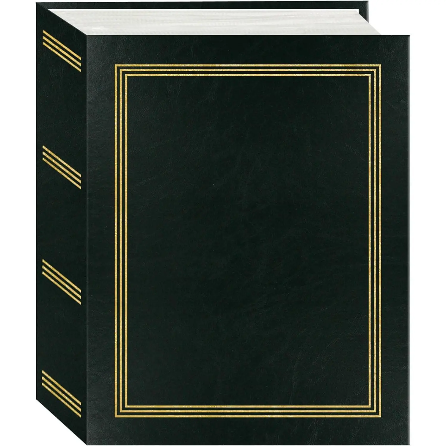 Mini Max Bound Photo Album, Solid Color Designer Covers with Accents, Holds 100 4x6 Photos, 1 Per Page, Color: Black, Photo Album Book, Photo Organizer