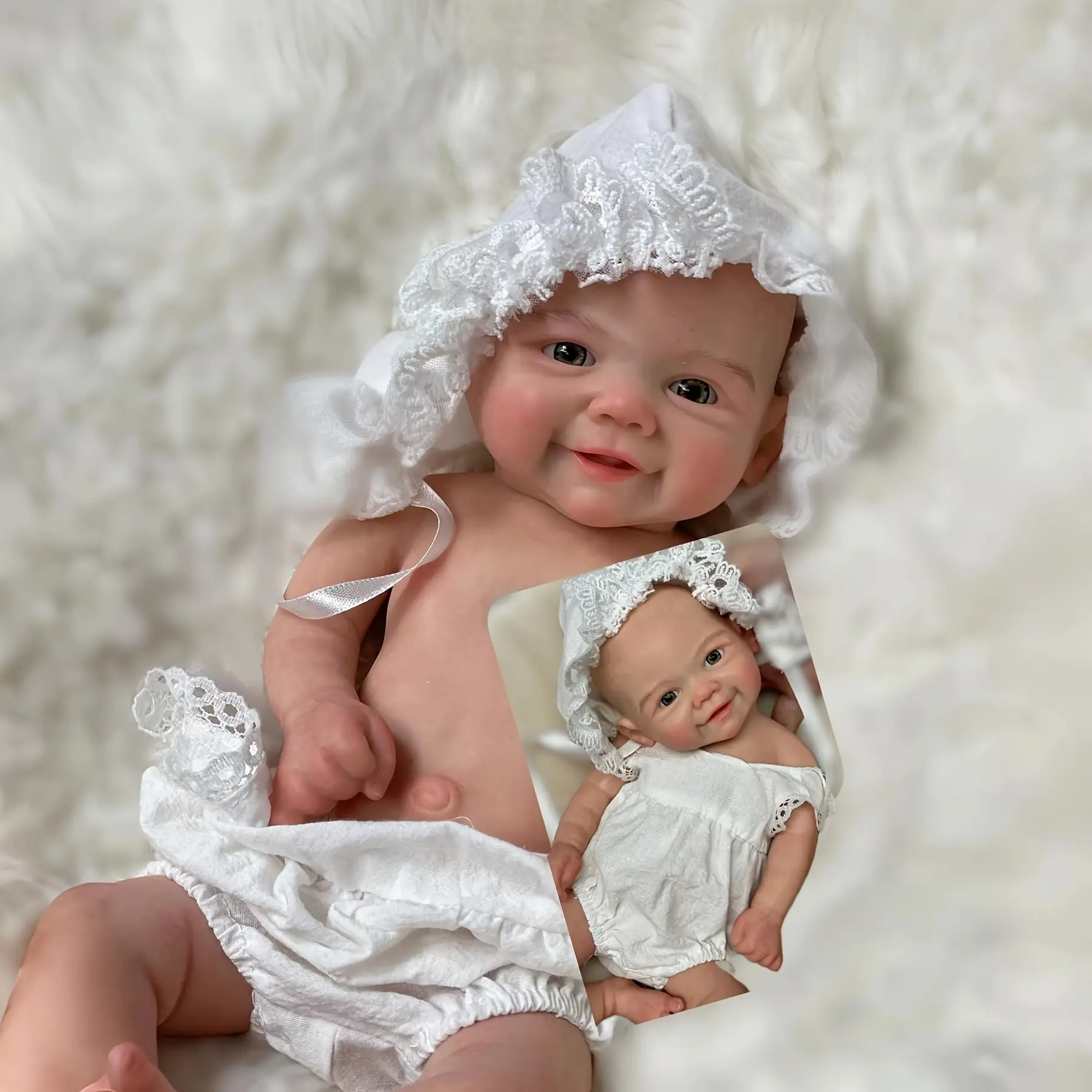 33cm High Quality Realistic Baby Doll - Lifelike Newborn Reborn Silicone Baby, Waterproof Solid Silicone, 3D Painted Skin, Visible Veins, Soft Touch, Washable, Open Eyes-Painted Eyebrows, 0.9-1kg, Family Gift (Toys & Hobbies Specialty DIY Supply)