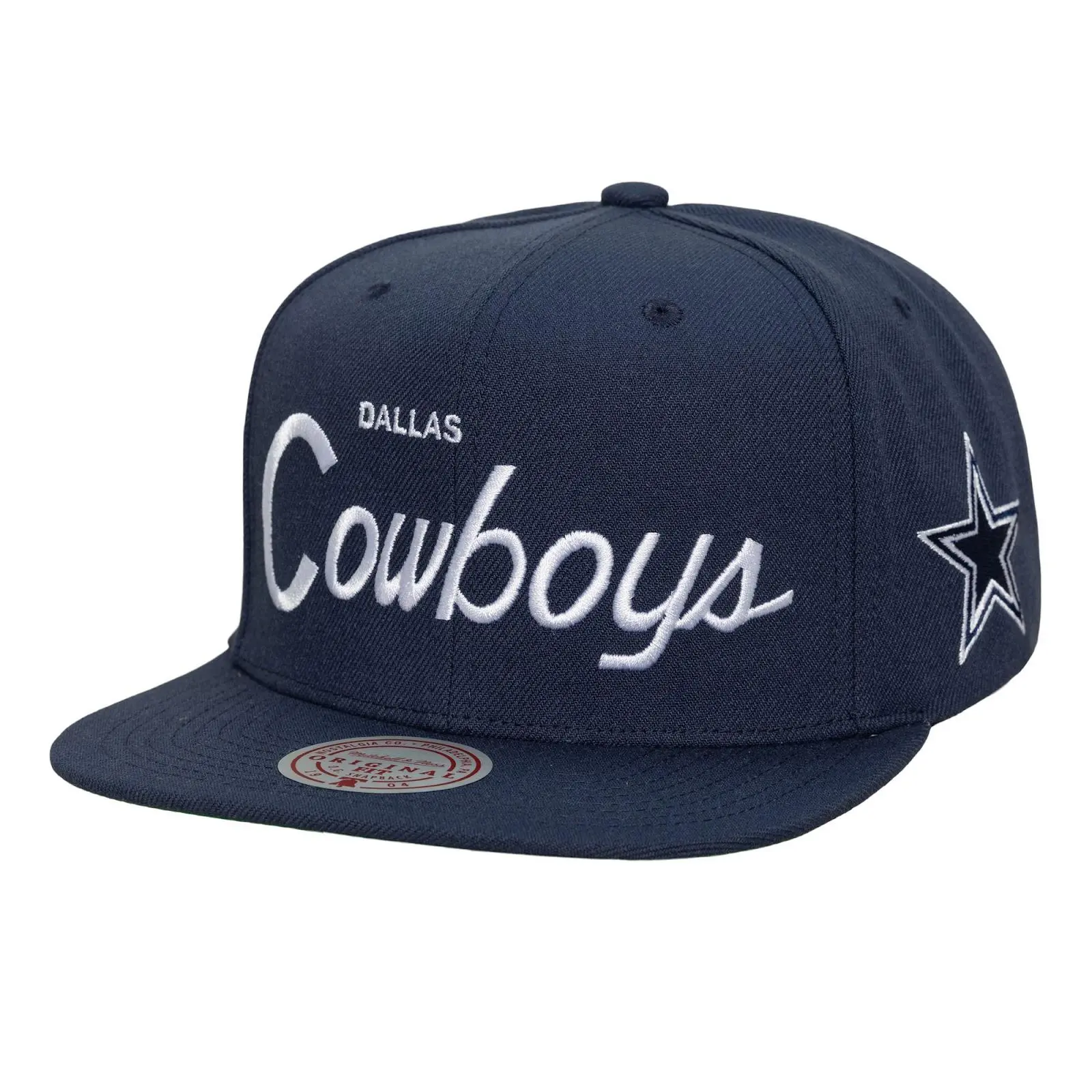 Dallas Cowboys Navy Head Coach Snapback Hat NFL Throwback Cap Adjustable Fan Gear Mitchell & Ness